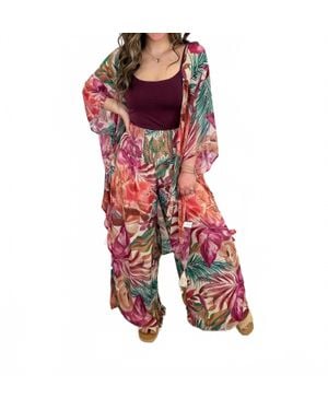 White Birch The Tropics Call High-Rise Palazzo Pants - Red