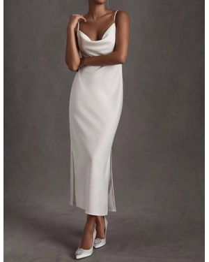 Sachin & Babi Cali Satin Cowl Neck Midi Dress - Gray