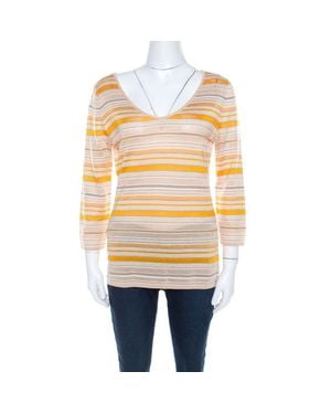 ESCADA And Stripes Knit Long Sleeve Top - Natural