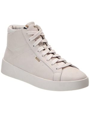 BOSS Belwar Leather High-Top Sneaker - Natural