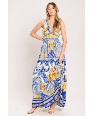 TRUEDAMES Azure Palazzo Woven Maxi Dress - Blue