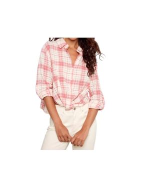Charlie b Plaid Cotton Shirt With Front Twist - Black