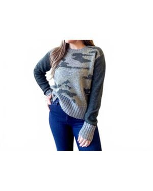 Bucketlist Camo Contrast Knit Sweater - Blue