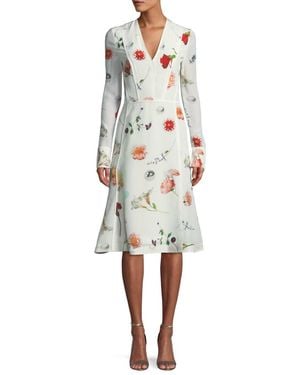 Narciso Rodriguez Floral Print Silk Dress - White