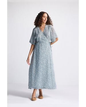 REISTOR Maxi Wrap Dress - Blue