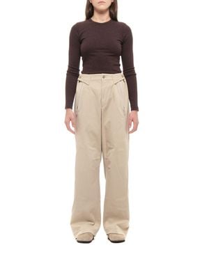 Cellar Door Drew Slit Zip Wide-Leg Cotton-Blend Pants - Natural