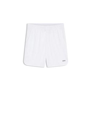 BOSS Active Stretch-Fabric Shorts With Mesh Pocket Bags - White