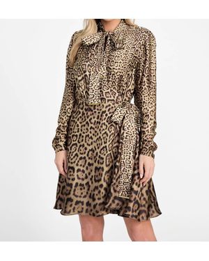 Marciano Printed Satin Dress - Brown
