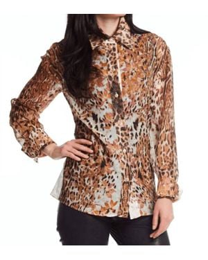 Alberto Makali Rust Button Down Shirt Top - Brown