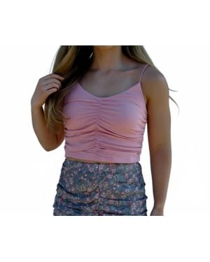 She + Sky Ruched Rib Knit Cami Top - Purple