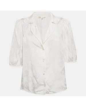 Maje Ecru Jungle Jacquard Satin Shirt - White