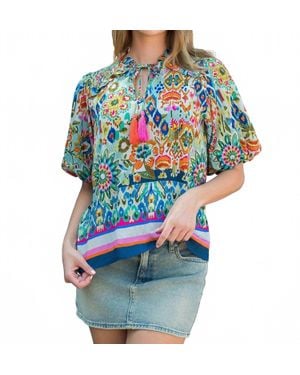 Thml Floral Puff Sleeve Print Top - Blue