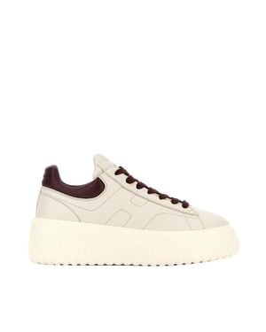 Hogan H-Stripes Ivory/Bordeaux Sneakers - Natural