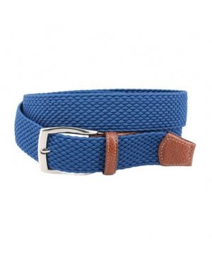 Torino Leather Italian Woven Stretch Nylon Casual Belt - Blue