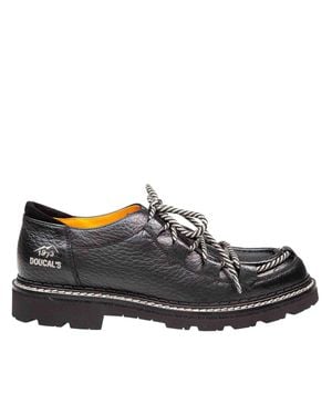 Doucal's Textured Leather Lace-Up Shoes - Black