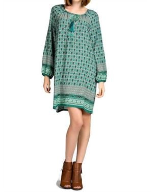 Kori Border Print Shift Mini Dress - Blue