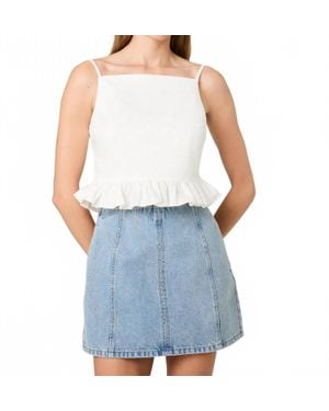 French Connection Lilah Stretch Ruffle Peplum Top - Blue