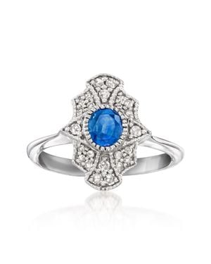 Ross-Simons Sapphire Ring With Diamonds - Blue