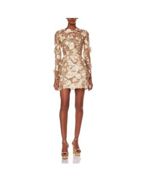 Bronx and Banco Bouquet Maraya Long Sleeve Mini Dress - Natural