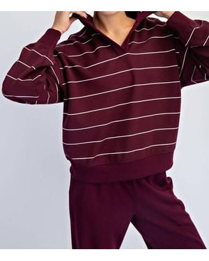 Rae Mode Modal Scuba Stripe Polo Top - Purple