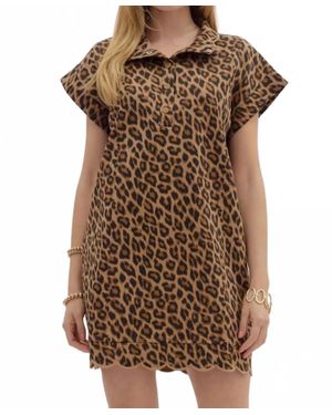 Echo Animal Print Mini Dress - Brown