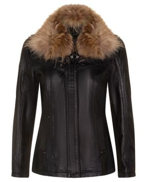 Infinity Leather Slim Fit Parker Jacket-Millom - Black