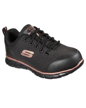 Skechers Sure Track 108025-Bkrg 6.5 Alloy Toe Work Shoes Eee4088 - Black