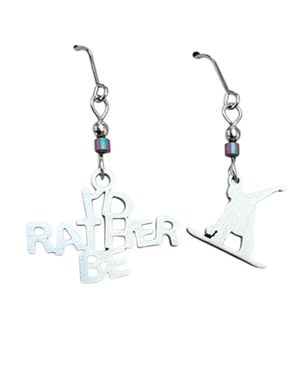 Close 2 Ur Heart I'D Rather Be Snowboarding Earrings - White