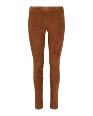 Ferragamo Suede Fitted Pants - Brown