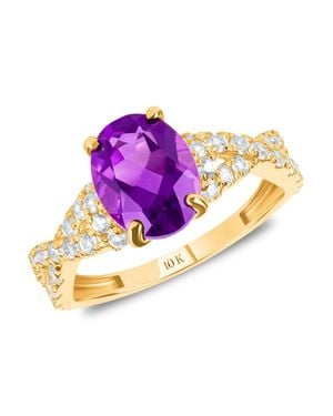 MAX + STONE Solid 10K Or Gemstone Oval Cut Birthstone Ring - Purple