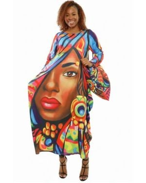 Kara Chic Bold Face Maxi Dress - Orange