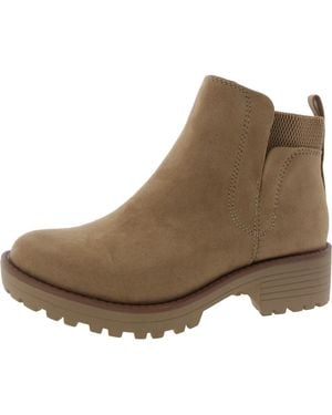 Sun & Stone Zipper Faux Suede Ankle Boots - Brown