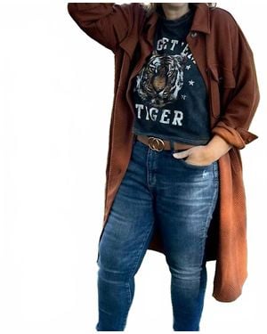 Staccato Carter Textured Overshirt Duster Jacket - Blue
