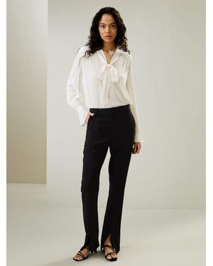 LILYSILK Silk V-Neck Ribbon Blouse For - Natural