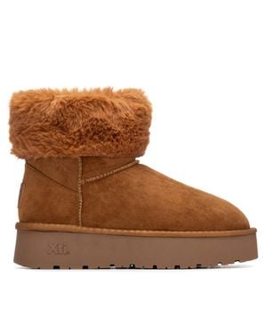 Xti Comfort Ankle Suede Booties By - Brown
