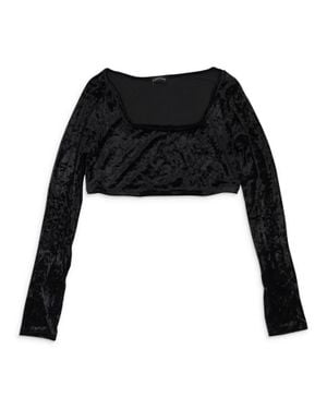 CALLIPYGIAN Crushed Velvet Crop Top - Black