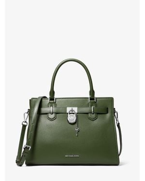 Michael Kors Outlet Hamilton Medium Leather Satchel - Green