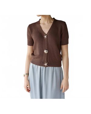 Urban Daizy Golden Tide Knit Top - Black