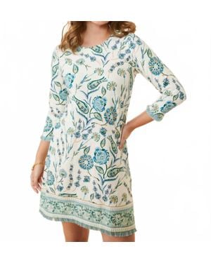 spartina 449 Hamilton Jacobean Island Fringe Mini Dress - Blue
