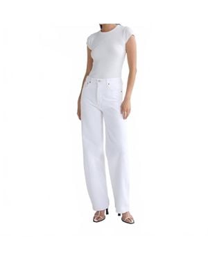 Agolde Ren 32" High Rise Wide Leg Jeans - White