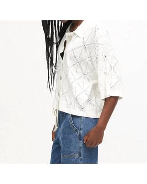 Electric and Rose Camp Crochet Shirt - White