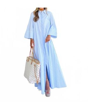 VEDA Bailey Loose Fit Striped Maxi Dress - Blue