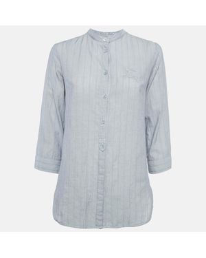 Burberry Pinstripe Button Front Blouse S - Blue