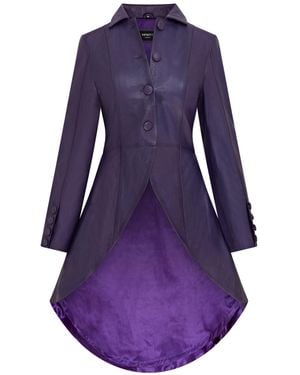 Infinity Leather Gothic Full Length Victorian Leather Coat - Purple