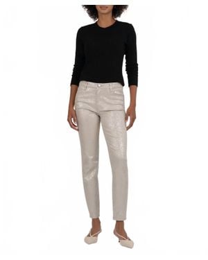 Kut From The Kloth Charlize Metallic Coated High Rise Cigarette Leg Pants - Black
