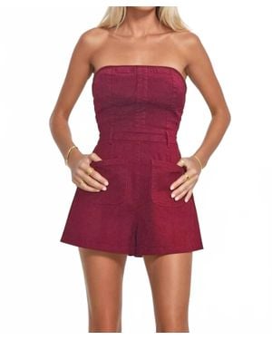 Wisteria Lane First Down Romper - Red