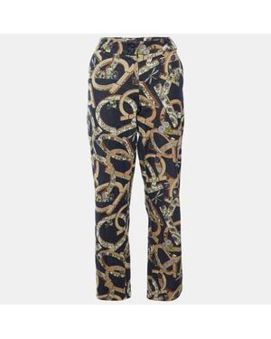 Ferragamo Floral Gancini Print Denim Straight Jeans - Gray