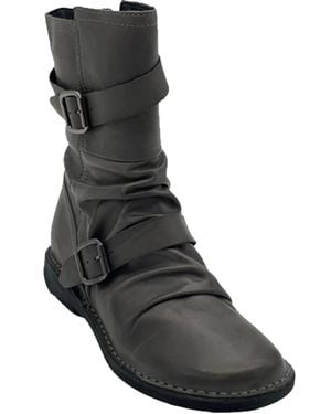 Miz Mooz Pasha -9 Leather Round Toe Mid Calf Boots Hawk1227 - Black