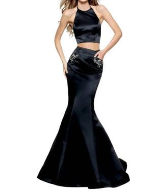 Sherri Hill Satin Two-Piece Prom Dress - Black