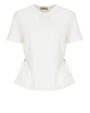 Herno Cotton Contrast Fabric T-Shirt - White